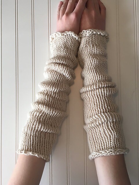 Beautiful Knit Arm Warmers for Fans of Rey - Linen off White Extra