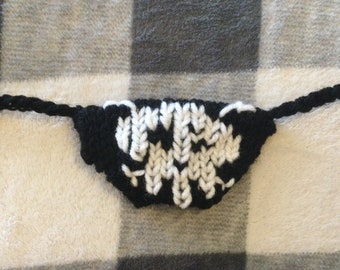 Soft Knit Black Pirate Eye Patch with White Skull and Crossbones - Perfect for Halloween Costume