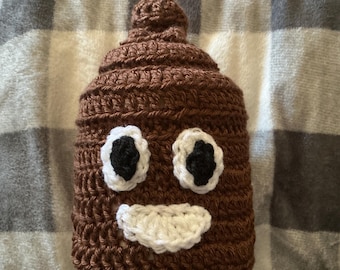 Crochet Clean Poop Emoji - Toilet Paper Roll Cover - Fun Friend Toy in Chocolate Brown