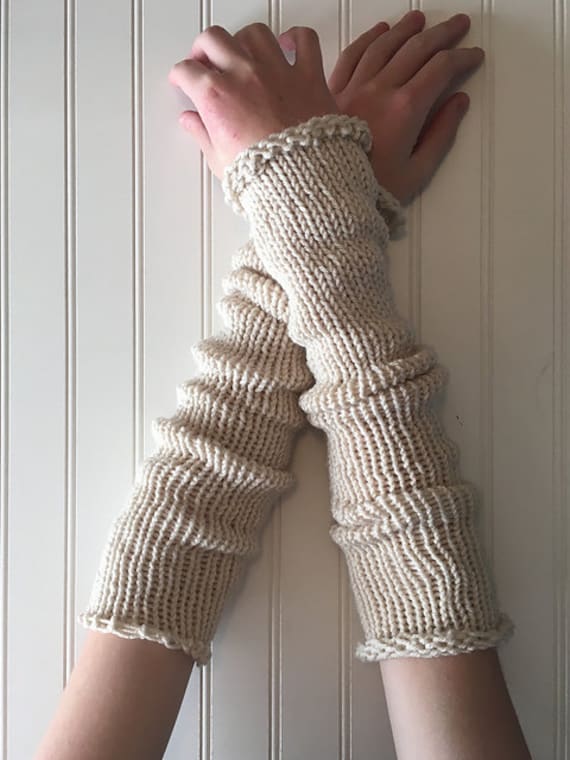 Beautiful Knit Arm Warmers for Fans of Rey - Linen off White Extra