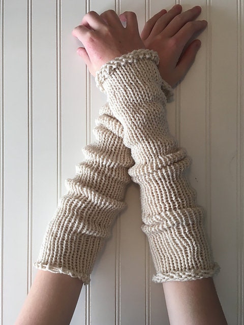Beautiful Knit Arm Warmers for Fans of Rey - Linen off White Extra