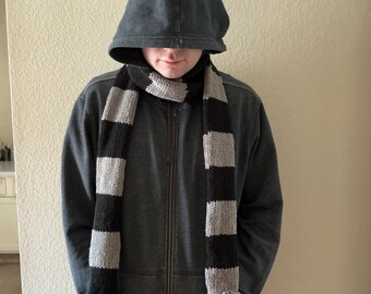 Extra long GRU Scarf - Awesome Knit Scarf in Grey with Black Stripes - Perfect for an easy costume