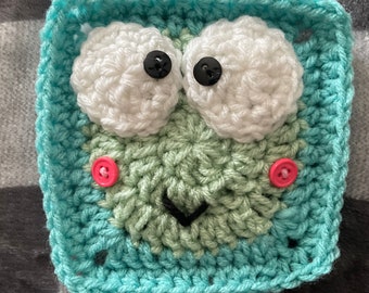 Cute Green Frog Crochet Drink Coaster