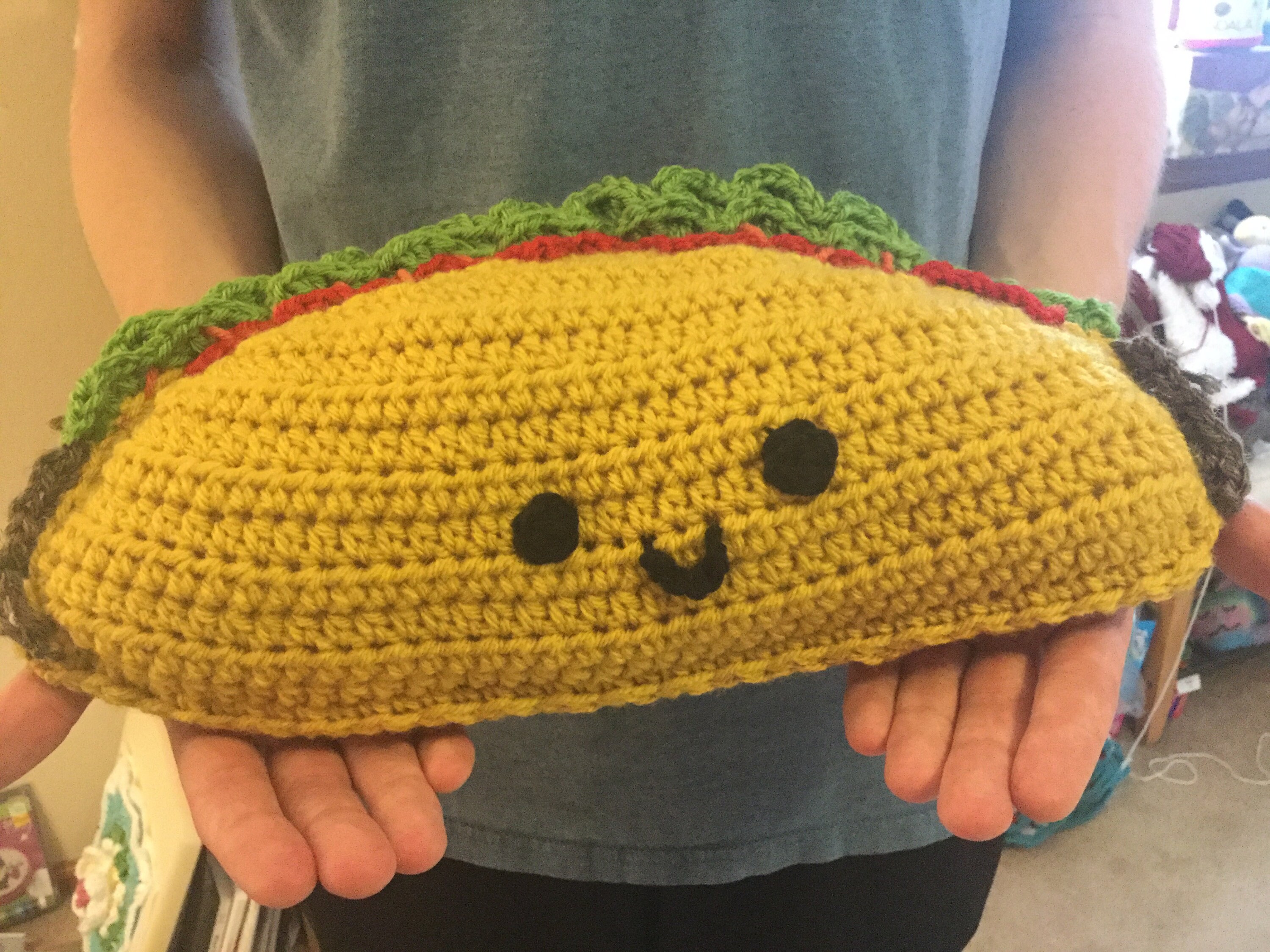 Play Food Fun Crochet Happy Giant Taco Pillow Friend Etsy