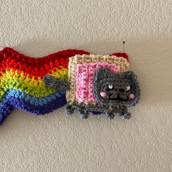 Adorables fans de Nyan Cat Rainbow Scarf - Crochet Wall Hanging ou Scarf