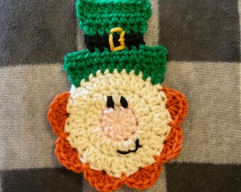 Saint Patricks Day Crochet Leprechaun Coaster