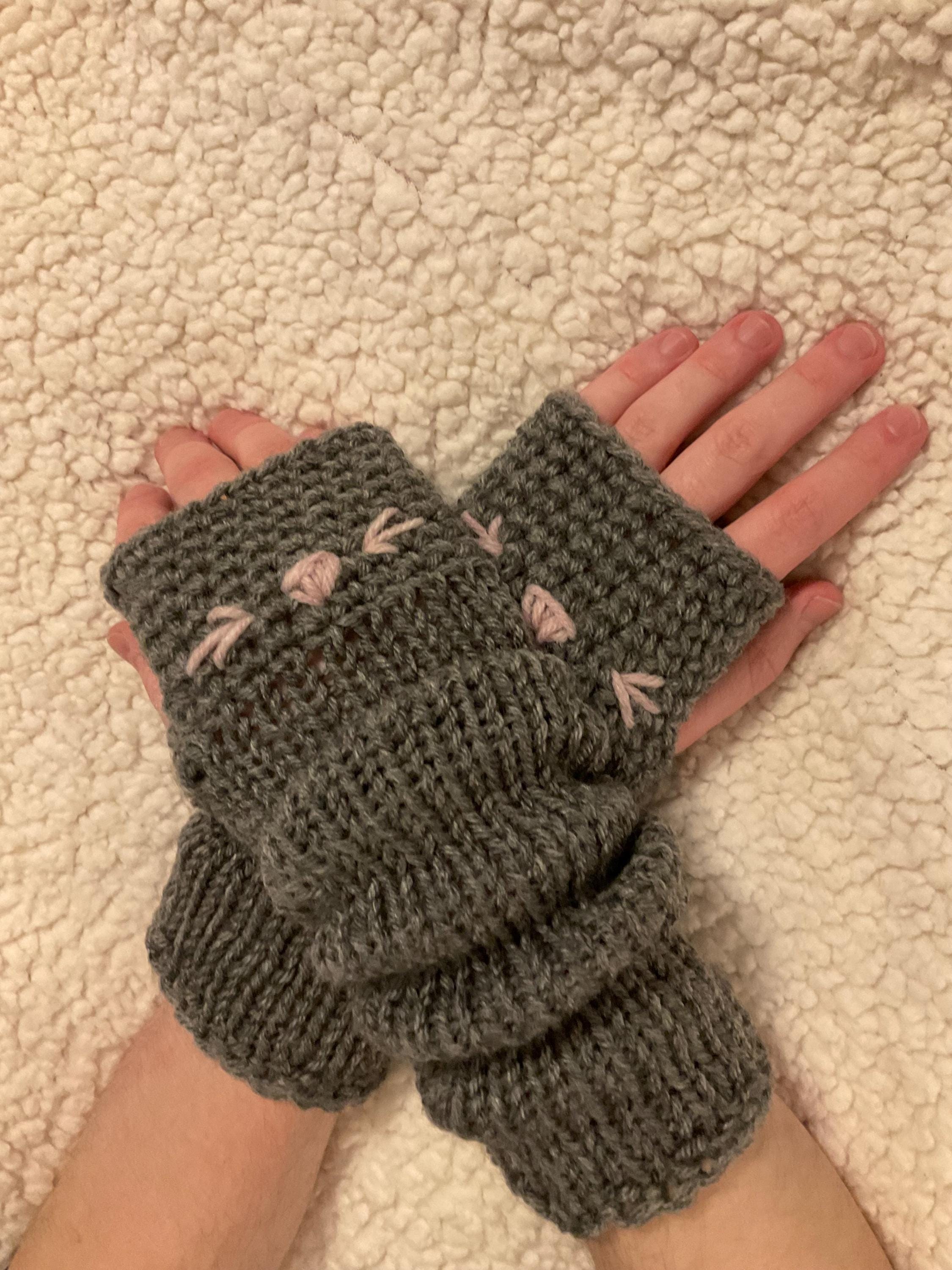 Cutest Mitts Ever - Adorable Kitty Cat Long Fingerless Gloves Hand