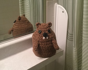 Adorable cubierta para rollo de papel higiénico de marmota y marmota