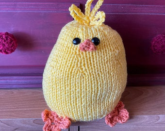 Cutest Easter Chick - Hand Knit Bright Yellow Chicken Toy Stuffed Animal Farm Friend