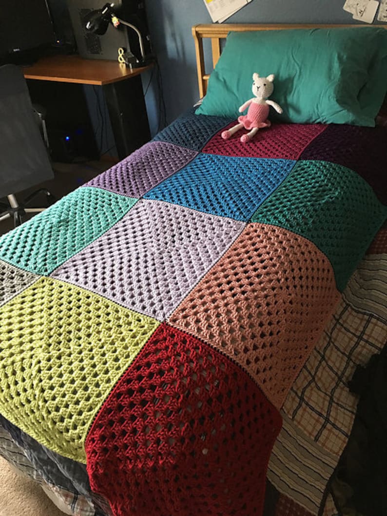 Gorgeous Crochet Giant Patchwork Quilt Granny Square Blanket | Etsy