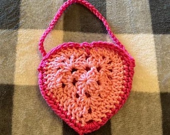 Crochet Heart Little Bag Door Hanger Happy Valentine Purse