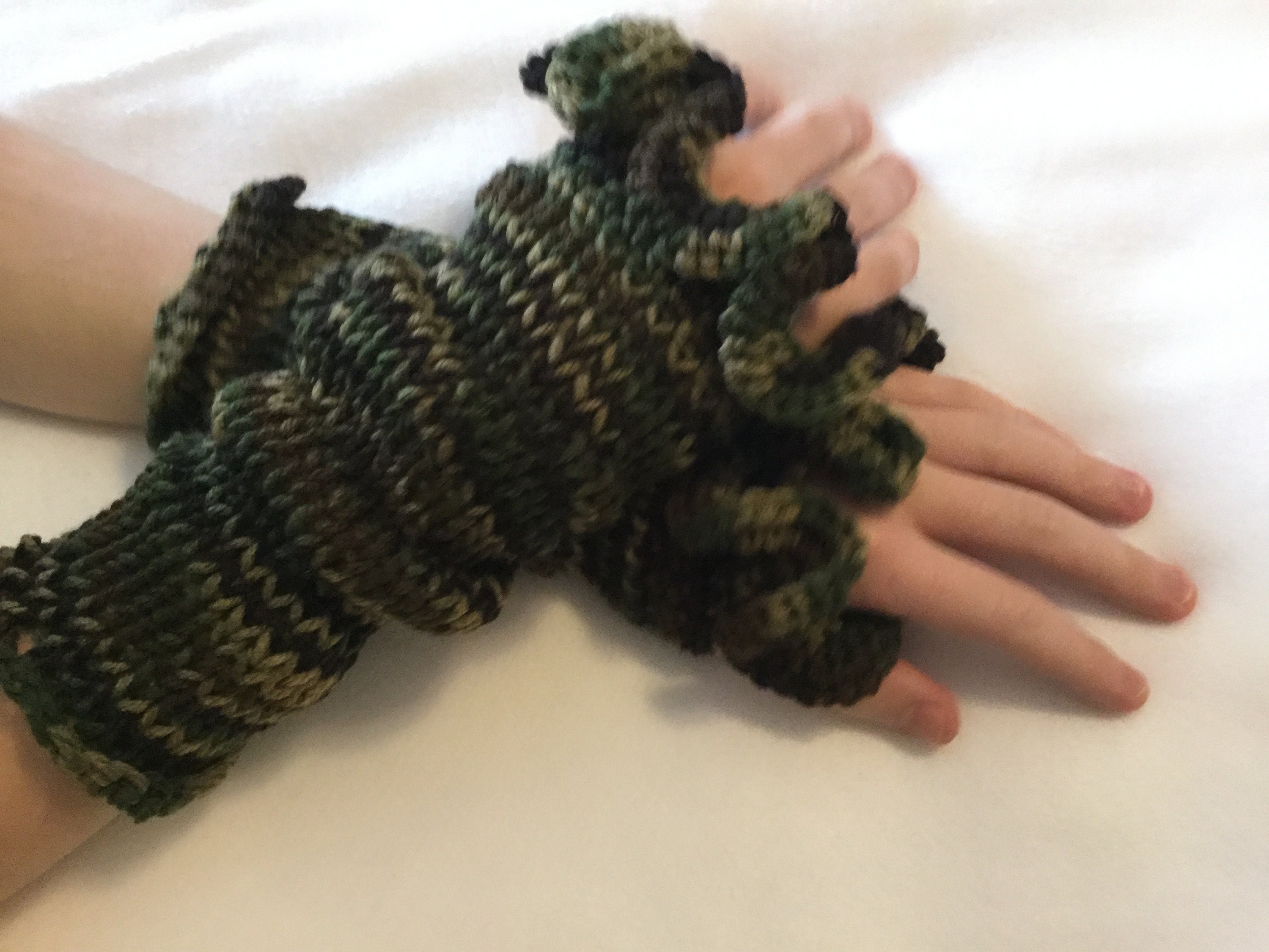 Awesome Fingerless Gloves HandKnit in Camo Camouflage Green Etsy
