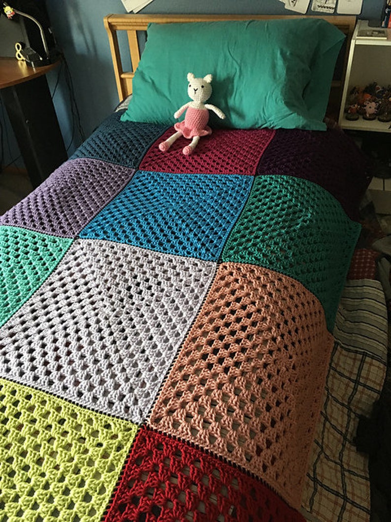 Crochet Giant Patchwork Quilt Granny Square Blanket Etsy