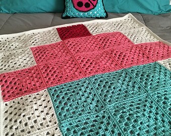 SALE - Cute as a Cupcake - Pixel Cupcake Granny Square Throw Blanket