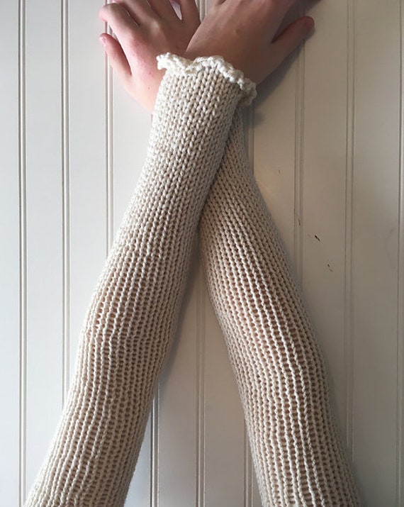 Beautiful Knit Arm Warmers for Fans of Rey - Linen off White Extra