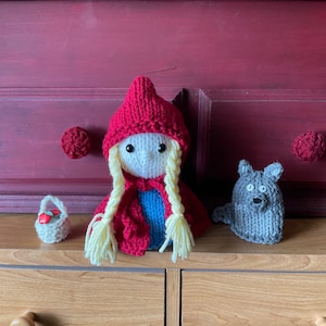 Little Red Riding Hood and Big Bad Wolf Knit Doll Stuffed Animal