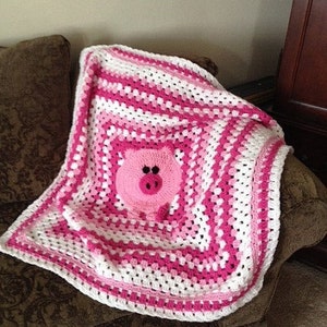 Pink Pig Love Baby Blanket Granny Square Throw in Soft Pinks - Etsy