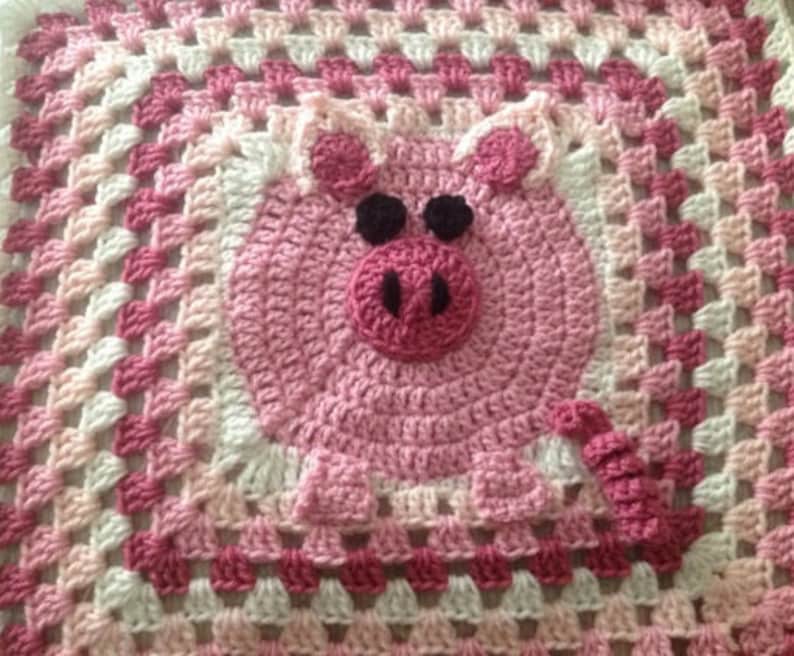 Adorable Crochet Granny Square Blanket Blue Puppy Dog
