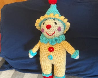 SALE - Cute Crochet Clown in Yellow, Red, Turquoise - Fun Hat Birthday