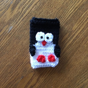 Cutest Phone Cozy Ever - Baby Penguin Hand-Knit Phone Cover / Bed