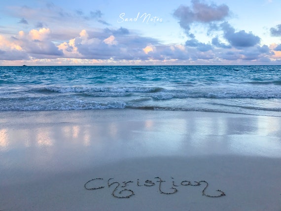 Christian Beach Name Personalized Sand Writing Name Etsy