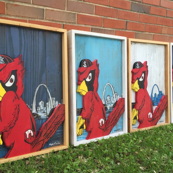 Reclaimed Wood St. Louis Cardinals Baseball Sign . Angry Birds . Fred Bird . Baseball Decor . Cardinals Sign . Vintage Cardinals Art . MLB