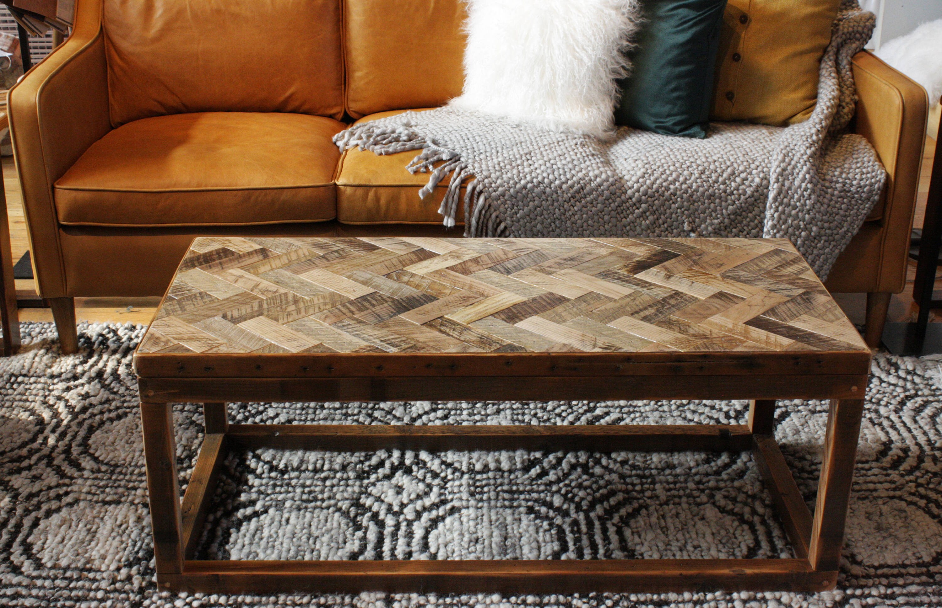 Custom Reclaimed Herringbone Coffee Table . Chevron Coffee Etsy