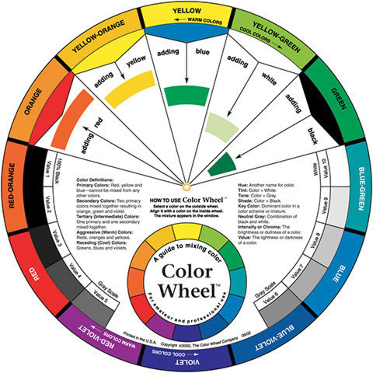 Large 9 1 4 Artist s Mixing Guide Color Wheel Value Grey Scale Complementary Split Large 9 1 4 Artist s Mixing Guide Color Wheel Value Grey Scale Complementary Split