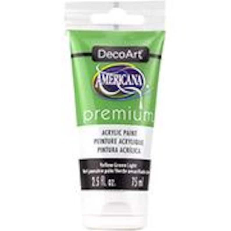 DecoArt Americana Premium Acrylic Paint Colors - 2.5 fl oz tube painting, mixed media, art journaling, paint, Yellow Green Light