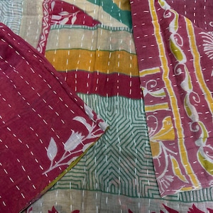 Vintage Indian Kantha Pieces 15&quot; x 56&quot; Junk, art, mixed media journaling crafting