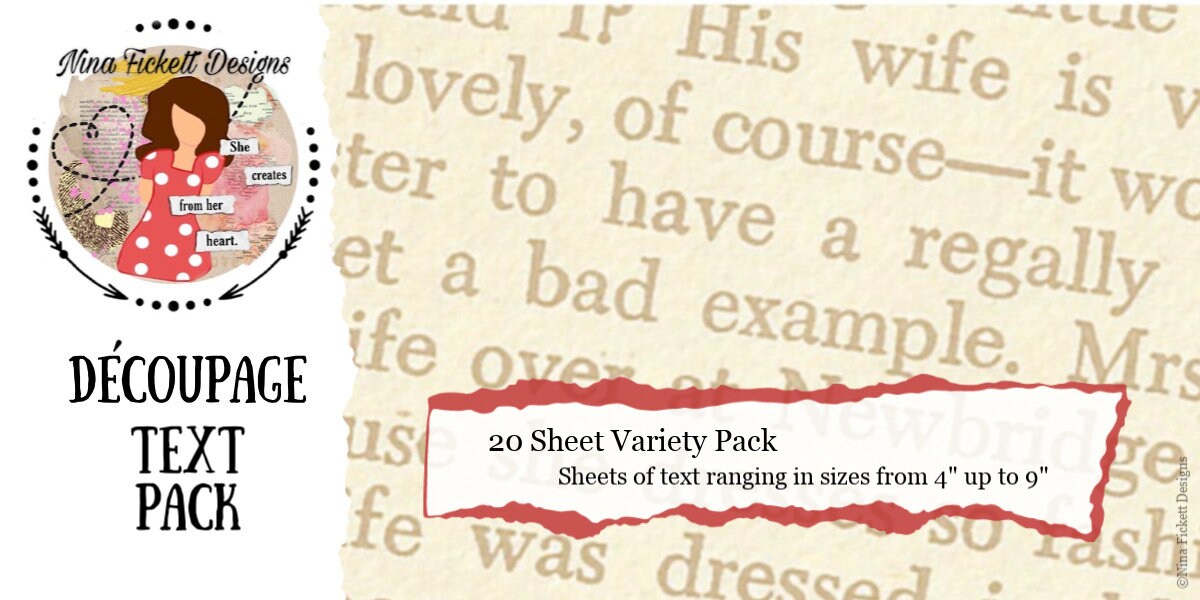 Collage Text Variety Pack-some Vintage and Book Text for Mixed Media ...