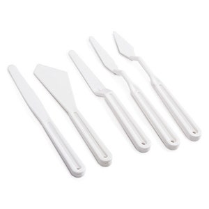 Ensemble de 5 couteaux à palette en plastique ou un seul couteau, plastique robuste, techniques mixtes, outil artistique