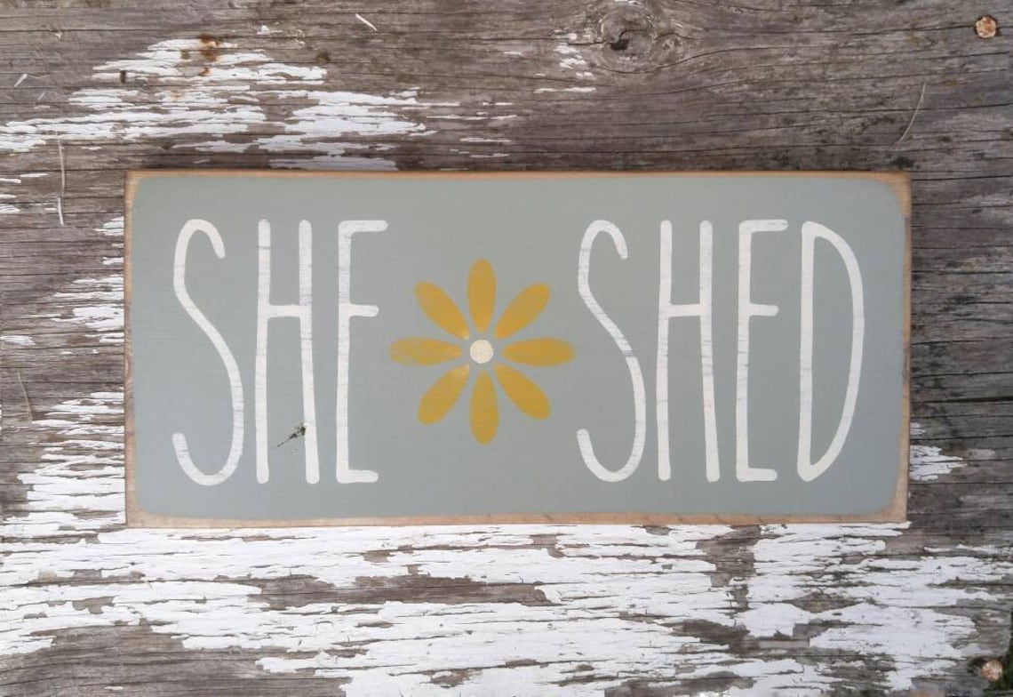 She Shed Sign Flower Garden Shed Signs Rustic Wood Yard Art Etsy