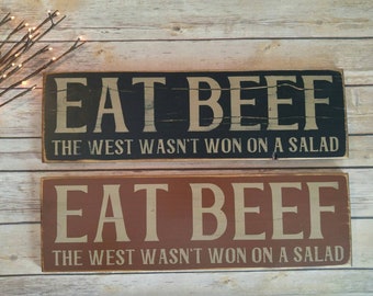 Eat Beef Sign, Cattle sign, Rustic Rancher sign, gift for dad, Cow sign, Rustic kitchen wall Decor, funny Western Kitchen sign, Rancher gift