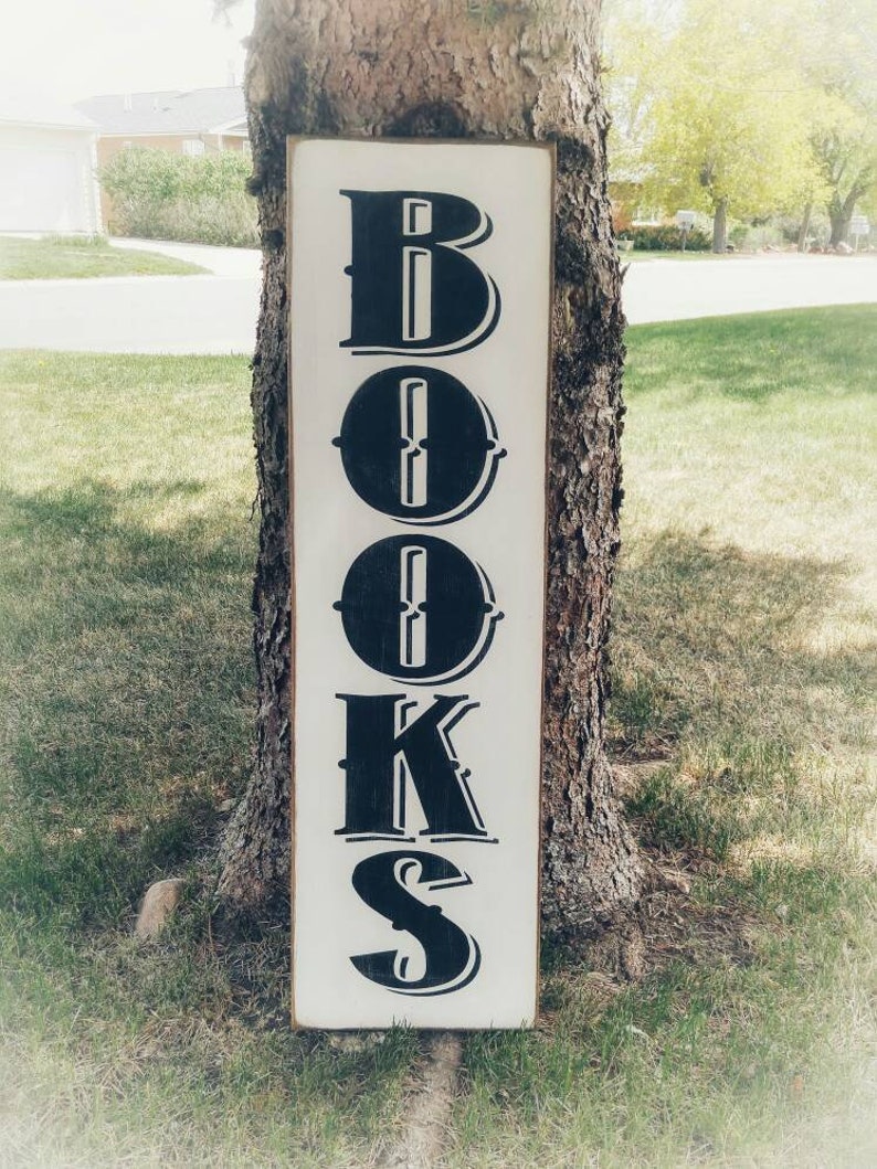 Bookworm Gifts Wood Books Sign Bookworm Wall Art Vertical | Etsy