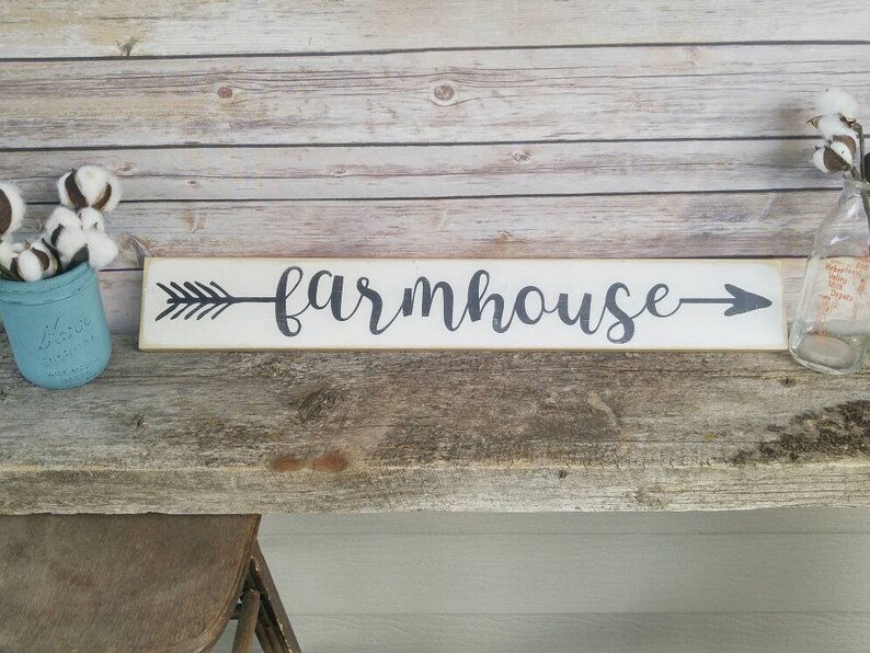 Farmhouse Arrow Sign Rustic Wall Decor Wood Boho Image 0
