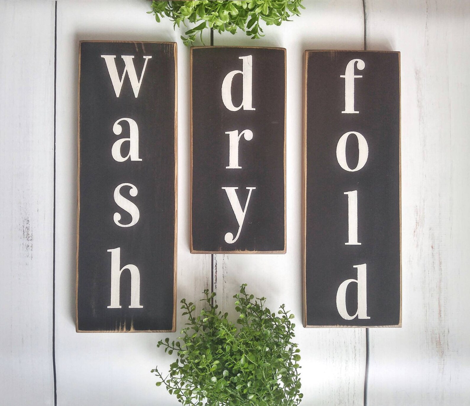 Wash Dry Fold Laundry Room Signs, Set of 3, Vertical Laundry Signs ...