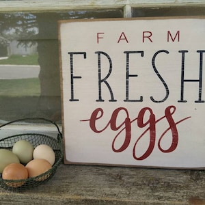 Farm Fresh Eggs Sign: Rustic Hand-Painted Wood Kitchen Decor