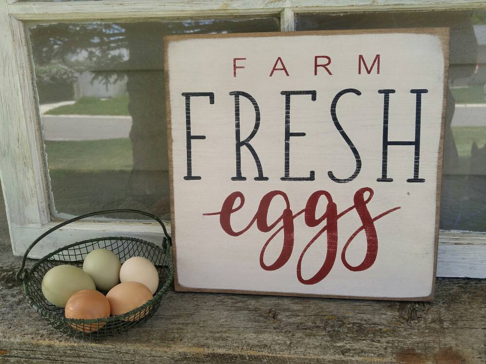 Farm Fresh Eggs Sign Farmhouse Kitchen Signs Chicken Coop | Etsy