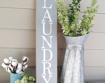 Vertical Laundry Room sign, Rustic laundry room decor, farmhouse wall decor, rustic wood home decor, Primitive laundry room sign
