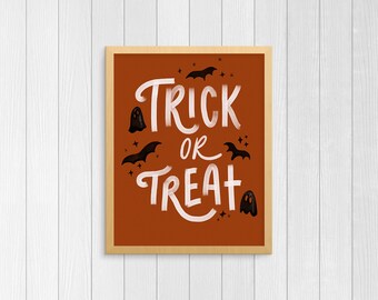 Whimsical Halloween, Fall, Autumn Print | Trick or Treat | Digital Download | 8"x10" Print