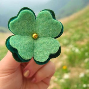 Four Leaf Clover Felt Pin/Brooch, St. Patrick&#39;s Day