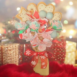Juego de adornos navideños de fieltro con diseño de flor de Pascua y rombos