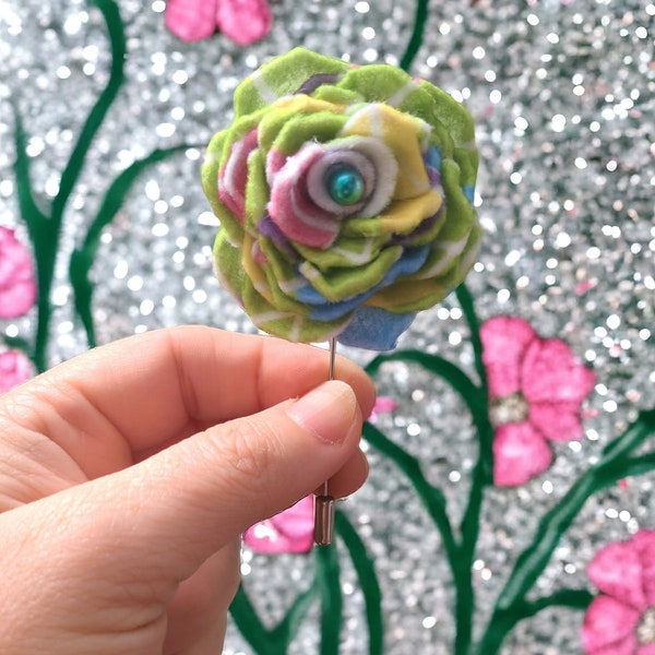 Felt Easter/Spring Rose Brooch, Easter Lapel Pin