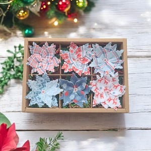 Christmas Nordic Sweater Poinsettia Felt Ornament Set