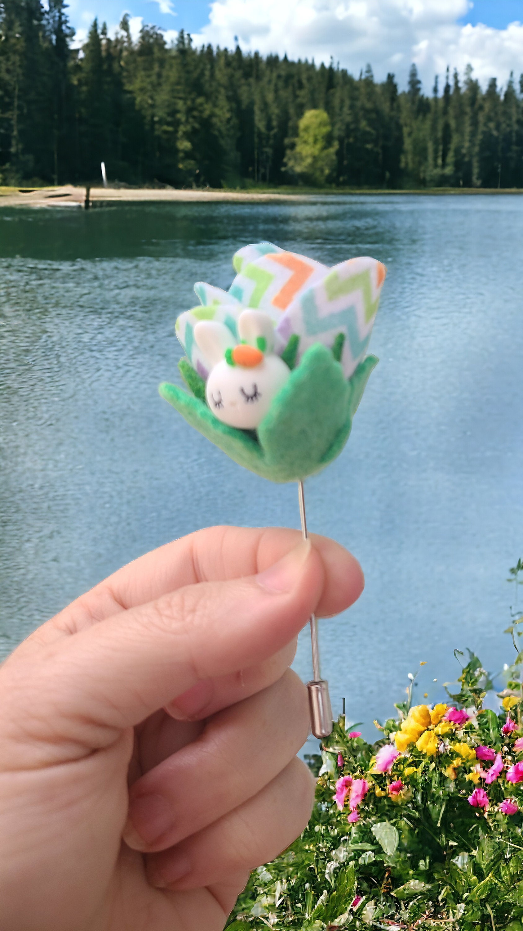 Felt Easter/spring Rose Brooch, Easter Lapel Pin, Bunny Lapel Pin Etsy