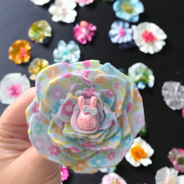 Felt Easter/Spring Rose Brooch/Pin, Pink Bunny Pin