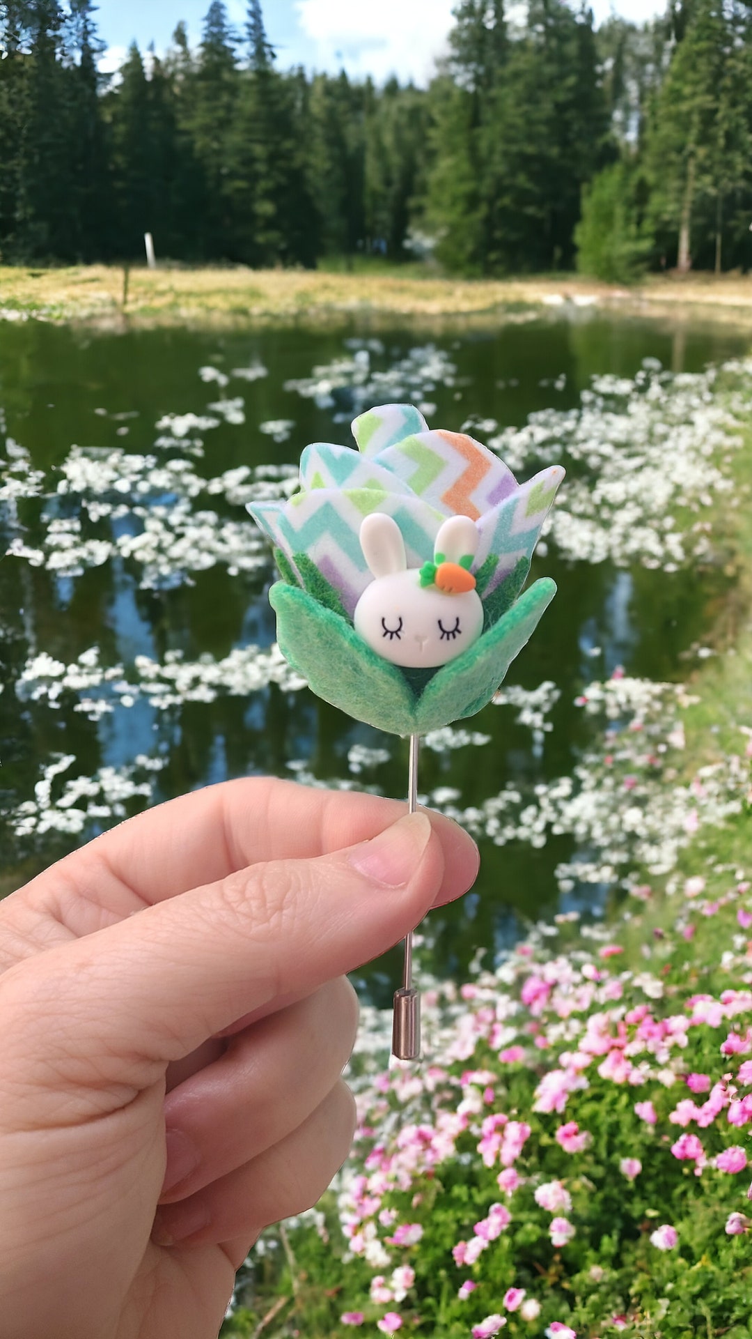 Felt Easter/spring Rose Brooch, Easter Lapel Pin, Bunny Lapel Pin Etsy