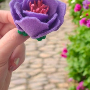 Handgemachte Filz lila Pfingstrose Brosche/Pin
