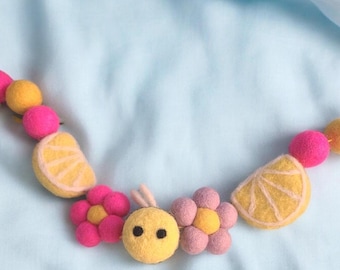 Pink Lemonade Felt Garland With Bee & Flowers